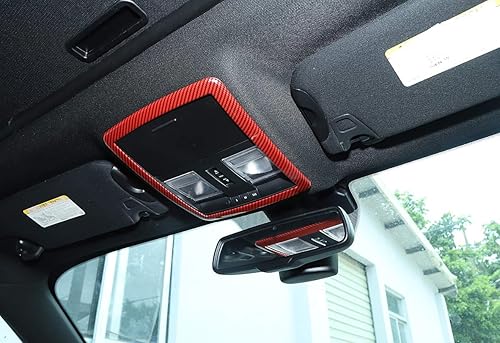 Miniatura 2 de GZXinWei Marco de luz de lectura para Dodge Challenger 2010-2023, decoración de cubierta adhesiva de fibra de carbono roja interior