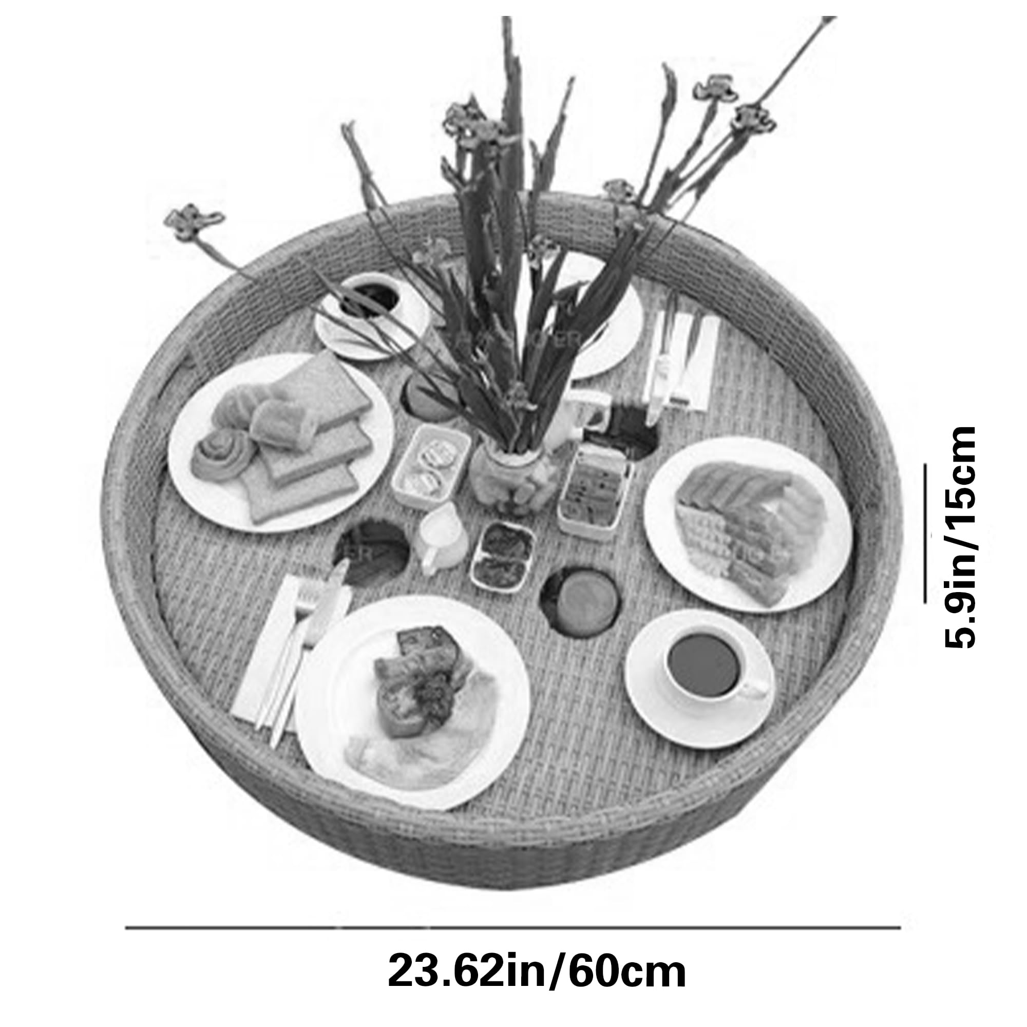 Schwimmendes Poolschale - Rattan Gewebte Servierschale Für Schwimmbäder, Whirlpools Und Strandpartys - Schwimmender Tisch Für Getränke, Brunch, Hochzeitsfotografie Und Unterhaltung Im Freien Style2