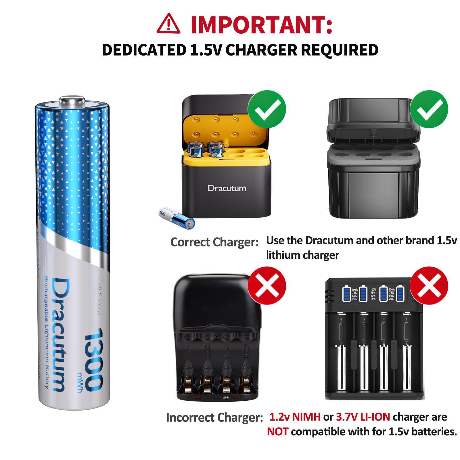 Paquete de 8 pilas AAA recargables, 1300 mWh, baterías de litio recargables AAA de 1,5 V, más de 2000 ciclos de larga duración