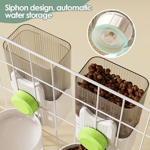 Miniatura 5 de Dispensador automático de agua de comida para gatos, 2 unidades, 35 onzas, juego de soporte de agua para conejillos de indias, comedero por