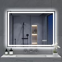 S'bagno 80x60 cm Fürdőszobai Tükör LED Világítással, Bluetooth Hangszóróval - Páramentesítő, Érintésérzékelős, Fényerőszabályzós, Függőleges 1