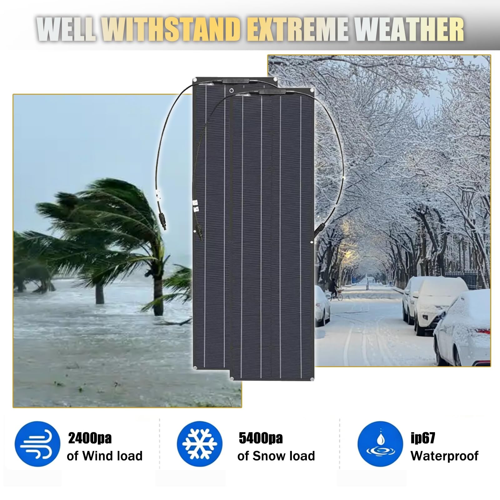 Placa Solar Flexible 200W 400W 800W Panel Solar Monocristalino Fotovoltaico Impermeable para Autocaravana Caravana Barcos Techos Casa Remolques Cargar 12V Bateria y Superficies Irregulares(B,400W)