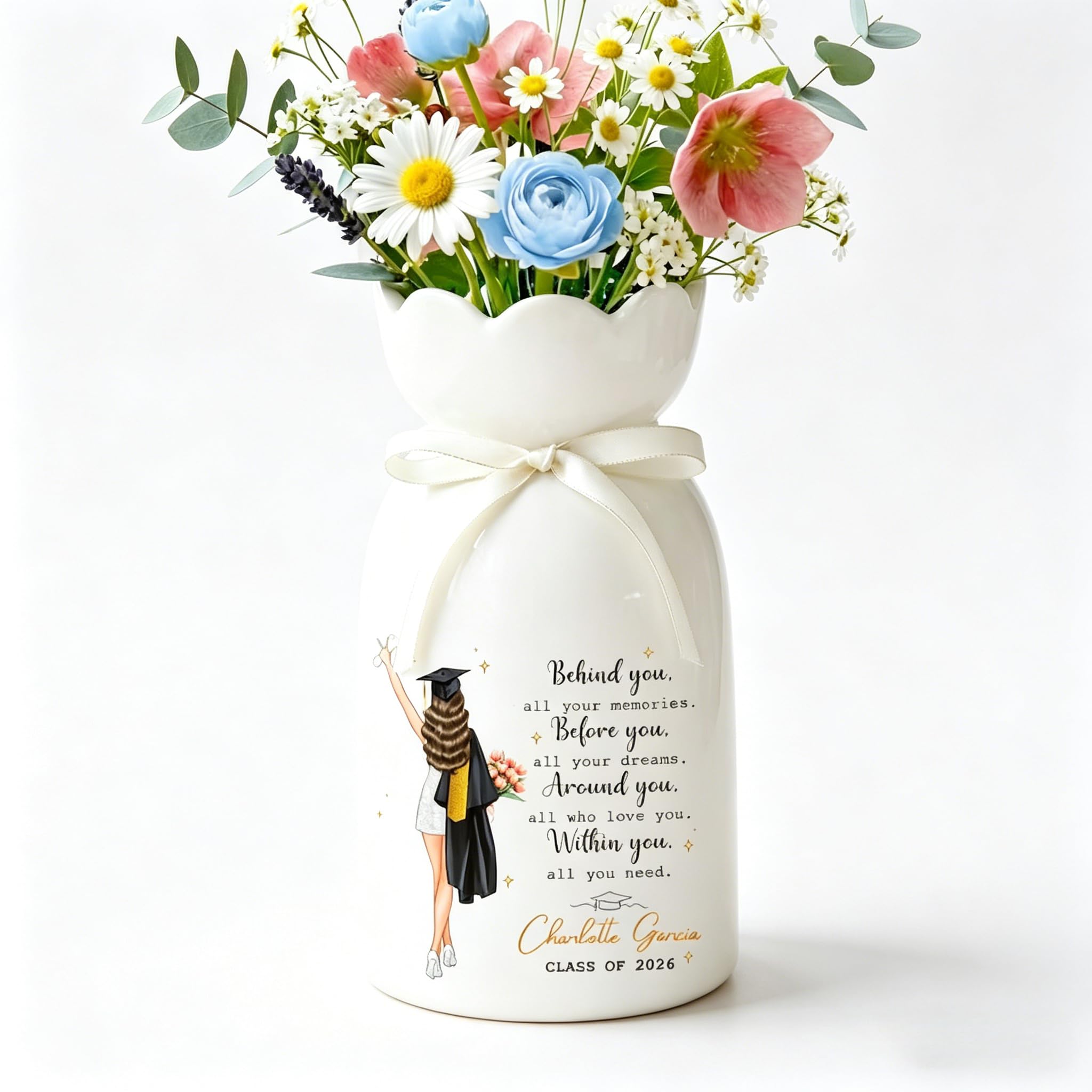 Personalised Graduation Ceramic Vase - College Graduation Gift for Daughter