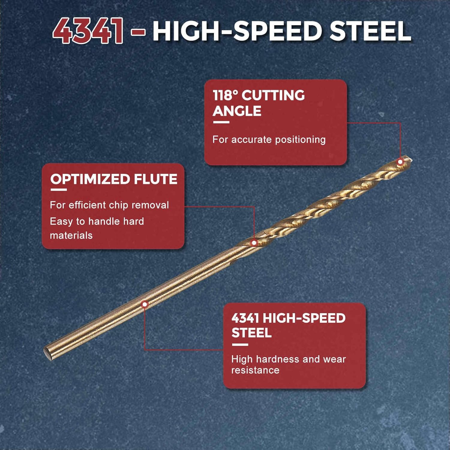 10pcs Micro Drill Bit - [#46 Diameter] 2.057mm 4341 HSS Cutting Tool for Machining Soft Metal Woodworking Handicraft Use, 118° Cutting Angle Gold