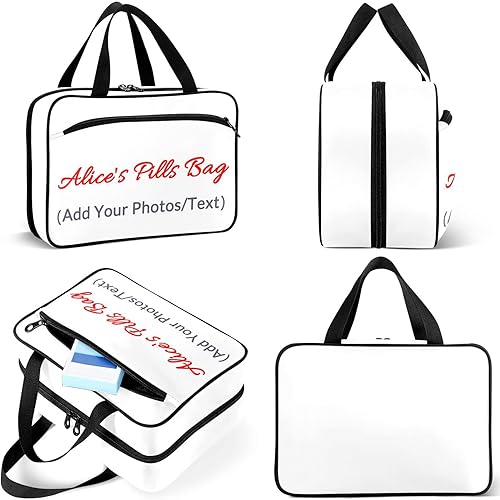 Miniatura 6 de Naanle Bolsa organizadora de píldoras personalizada con nombre, foto, botella de píldoras de viaje, organizador de medicamentos, bolsa de