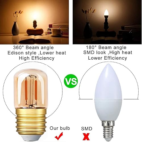 Miniatura 4 de Genixgreen Bombilla LED de baja potencia equivalente a 10 W, equivalente a 1 W, E26, mini bombilla Edison de repuesto, vintage, refrigerador,