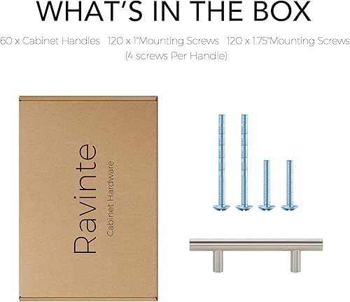 Miniatura 143 de Ravinte - 30 manijas de acero inoxidable para armario de cocina, 5 pulgadas de largo, agujero de 3 pulgadas, rosado