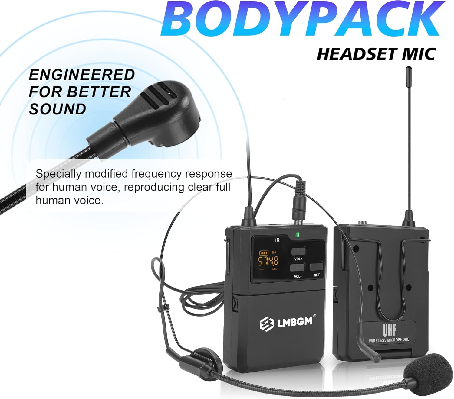 K-25R Wireless Microphone System, 8-Channel UHF Handheld and bodypack Microphones for Stage Performances, Church DJ Weddings and Karaoke (K-27R 4handheld 4bodypack)