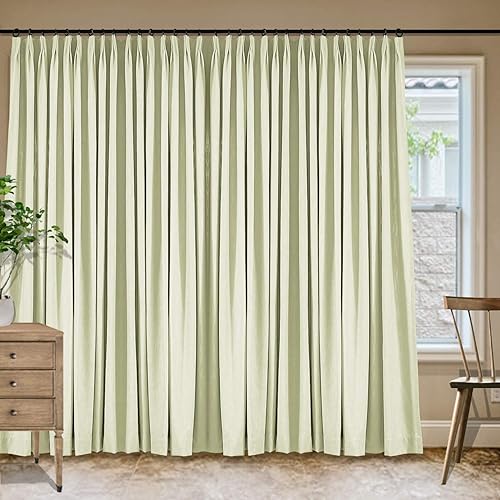 Miniatura 189 de Frelement Cortinas plisadas de lino de algodón extra anchas para oscurecer la habitación, 120 pulgadas de ancho x 96 pulgadas de largo, cortinas