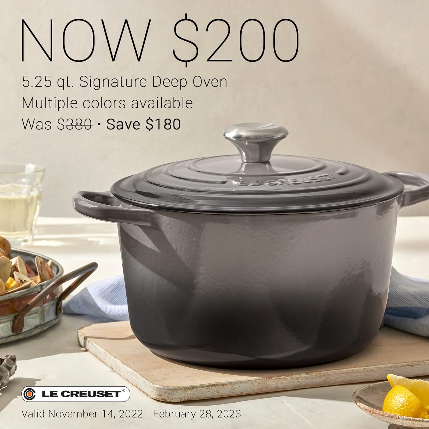 Le Creuset Enameled Cast Iron Signature Deep Round Oven, 5.25qt., Oyster: Home & Kitchen