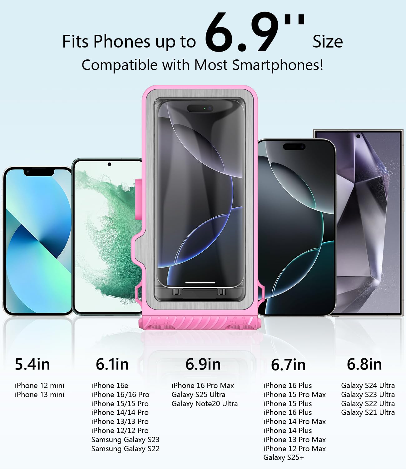 wasserdichte Handyhülle IPX8 Universelle Tauchen – Professionelle Unterwasser Handyhülle Touchscreen-Gehäuse Hülle für iPhone Samsung Galaxy Xiaomi bis zu 6,9 Zoll, Tauchen Schnorcheln