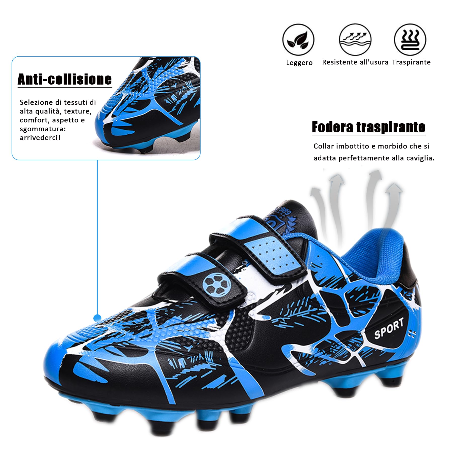 BAODLE Scarpe da Calcio Ragazzi FG/AG Professionale All'aperto Calcio da Scarpe Ragazzo TF Allenamento Bambini Teenage Spike