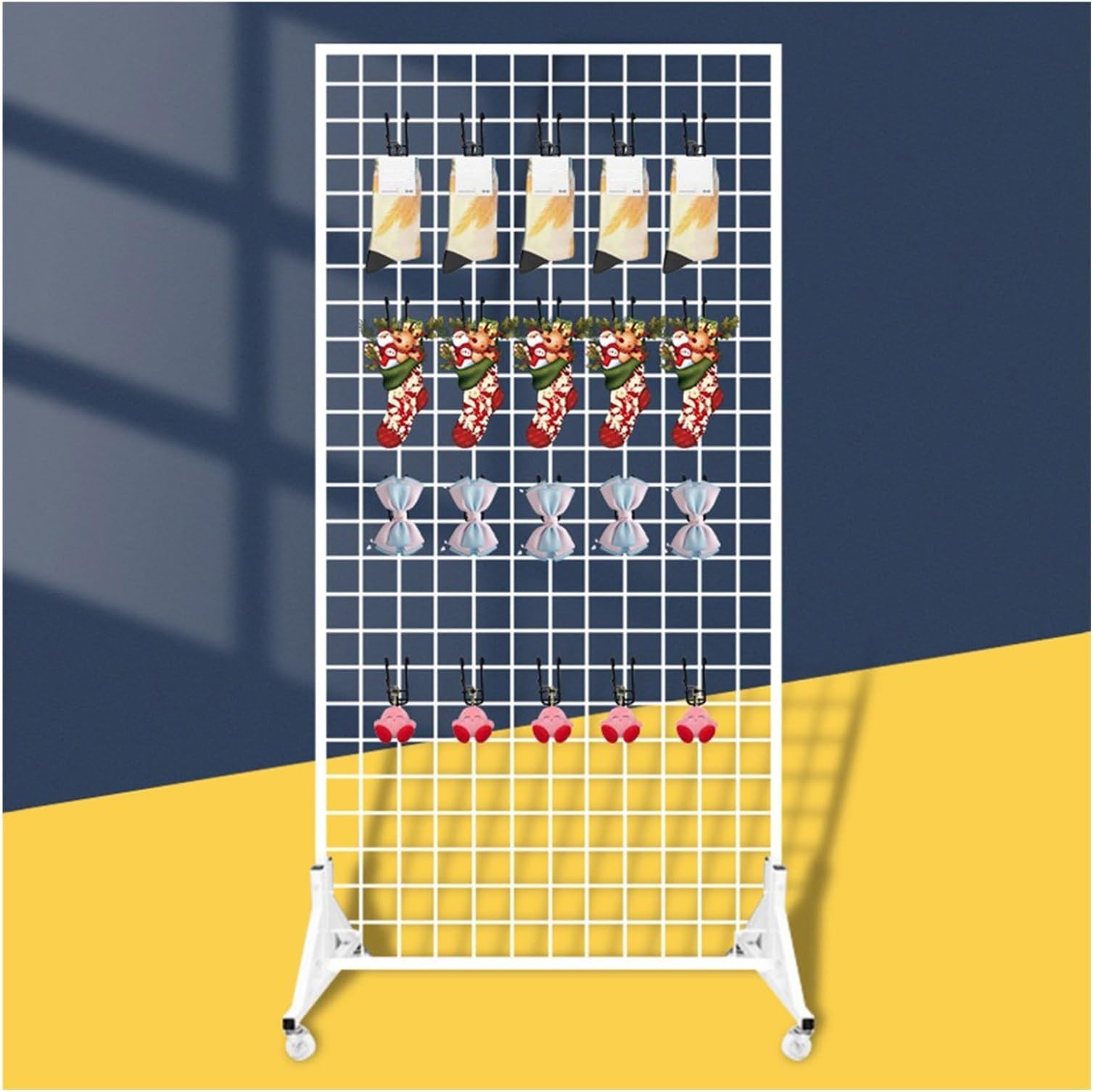 XPLKQXE Gridwall Panel Tower, Standing Grid Display Rack For Easy Transport, T-Base Floorstanding Display Kit For Retail (Color : White, Size : 100x60cm)