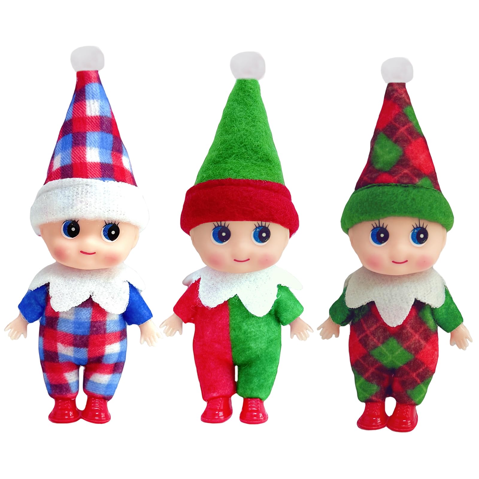3pcs Mini Christmas Baby Elf Dolls for Girls Boys,Cute Little Elfs Twins Christmas Baby Elves,Small Elf Baby Doll Novelty Toys Tiny Christmas Dolls Elf Accessories for Kids Gift Xmas Stocking Stuffers — image 1