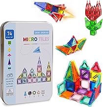 Magnetic Travel Tiles Set for Children, Magnetic Construction for Children 3D Toys Magnets for Child Educational and Creative Montessori Toys for Boys Games (74PCS)