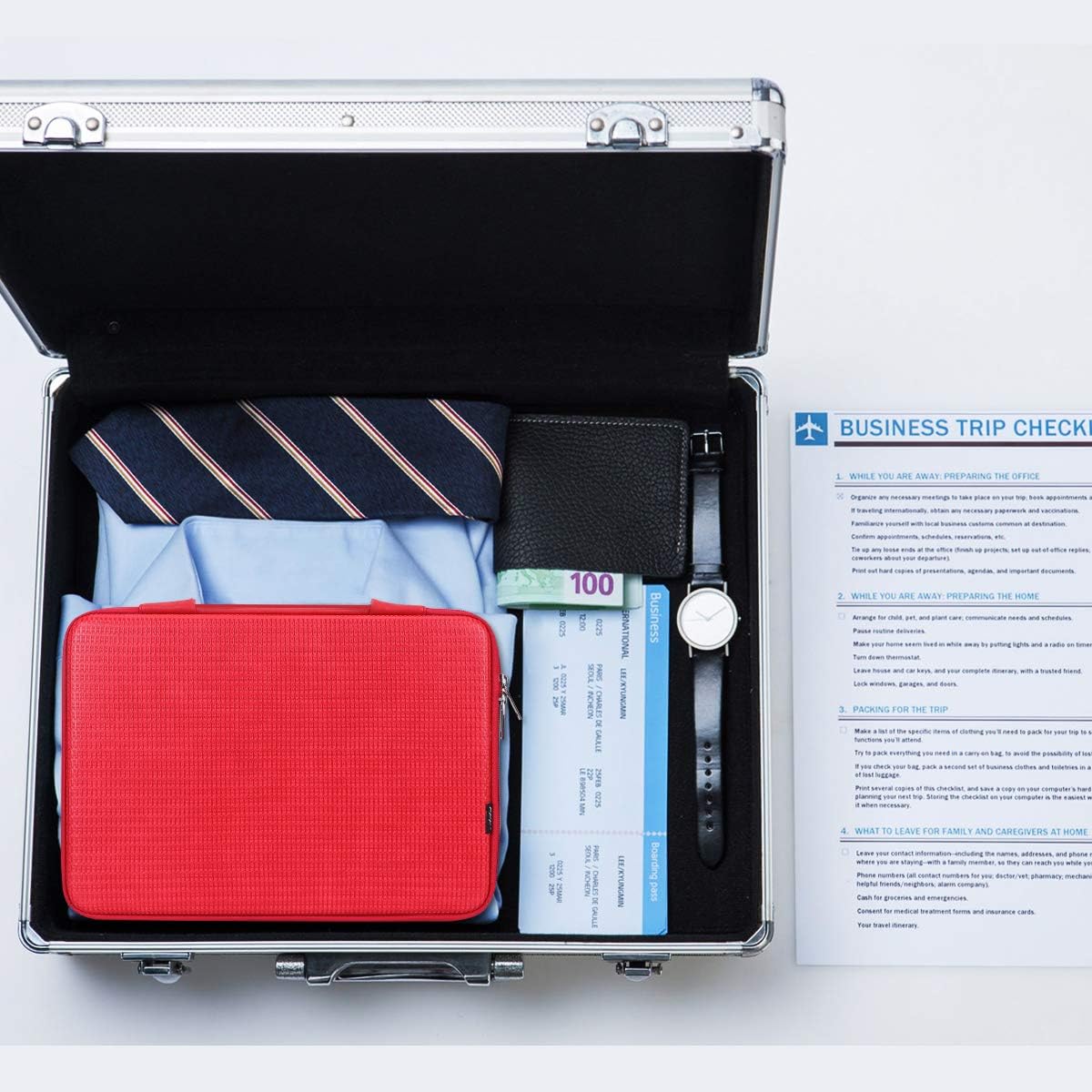 FYY 12"-13.3" [Waterproof Leather] [Solid Hard Shape] Laptop Sleeve Bag Case with Inner Tuck Net Fits All 12-13.3 Inches Laptops, Notebook, MacBook Air/Pro, Tablet, iPad Red