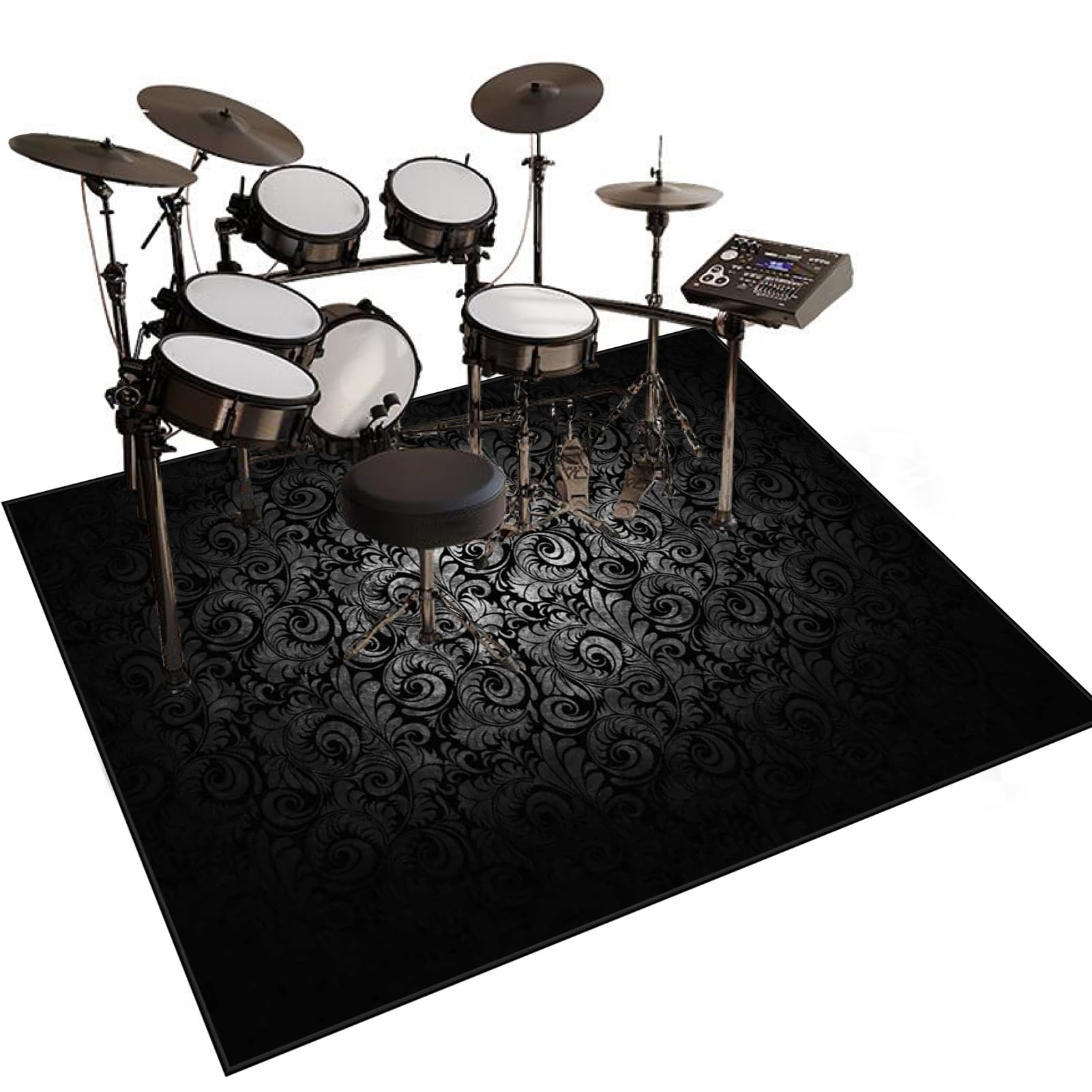 Qesjodfu D-965 Soundproof Mat For Electronic Drums, Drum Mat, Drum Rug Non-Slip Drum Rugs Floor Protector, Drum Mats For Drum Accessories, Piano, Electronic Drums, Electric Drum Kit Drum Carpet 110 X 80 Cm