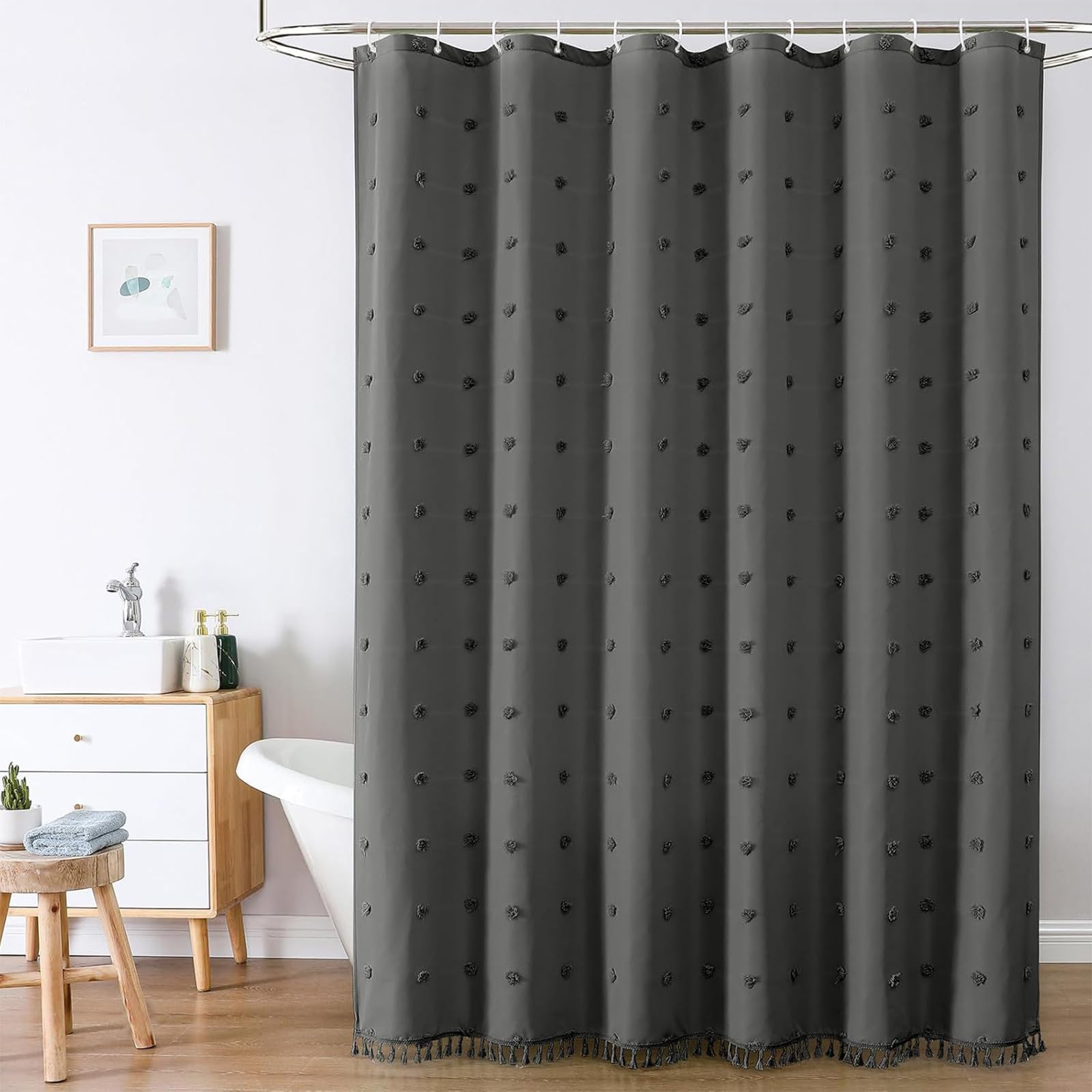 Tenda da doccia con bordi rinforzati, grigio scuro, 213 cm