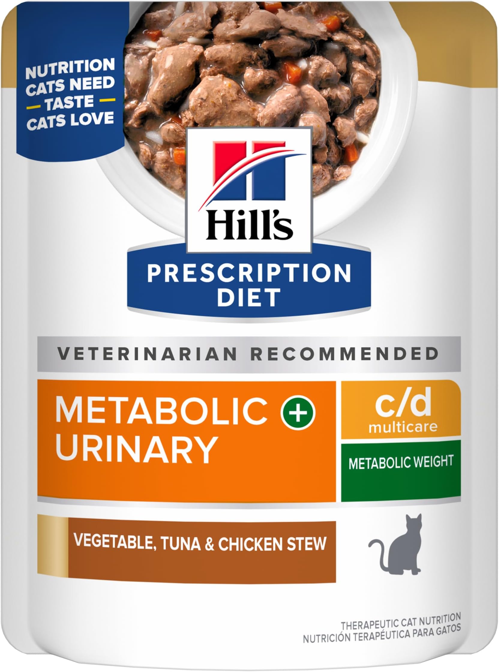c/d Multicare + Metabolic Wet Cat Food, Vegetable, Tuna, & Chicken Stew, 2.8 oz. Pouches, 24-Pack