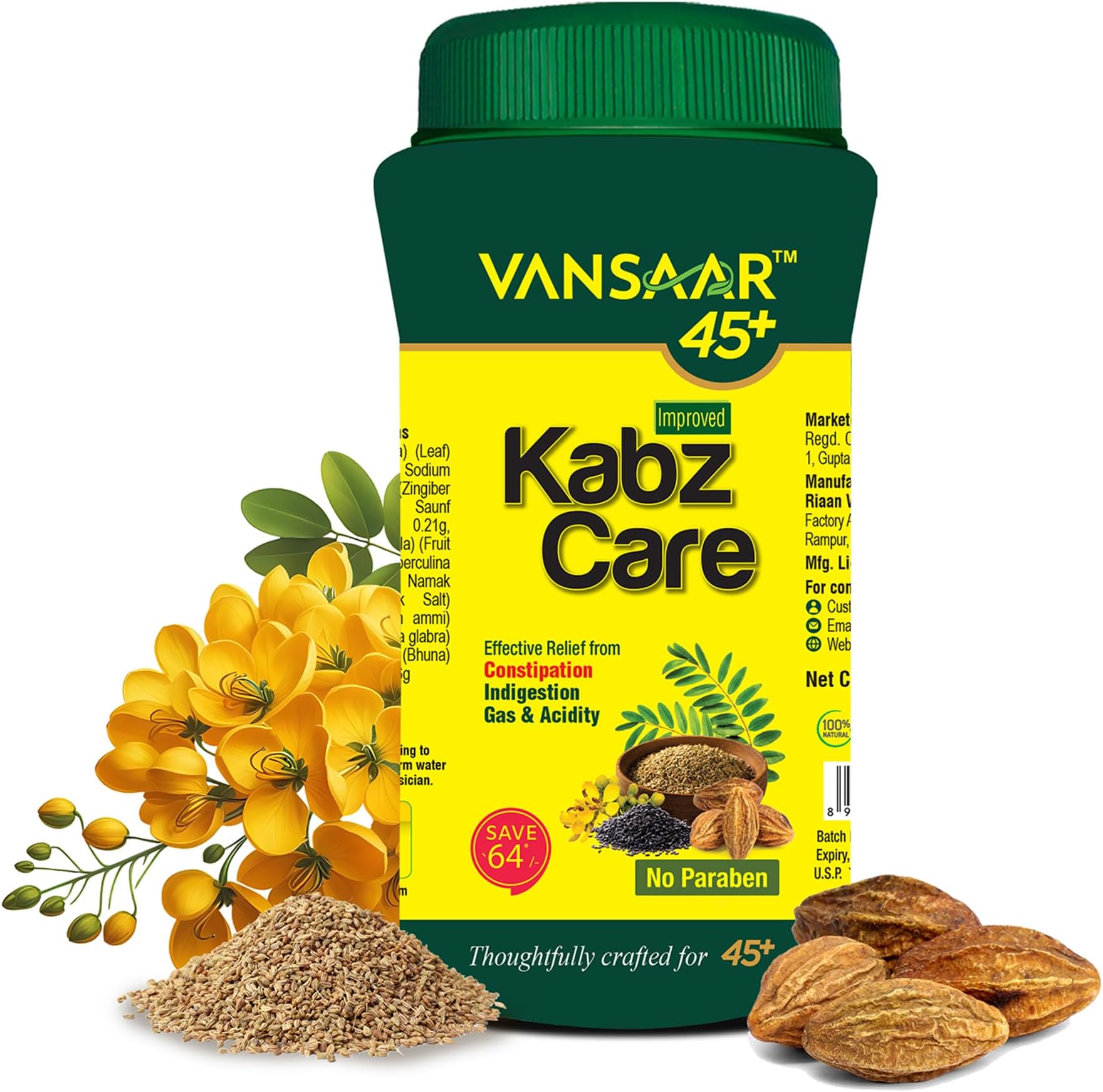 Vansaar KabzCare Granules โ 240g | Quick Relief from Constipation, Indigestion, Gas & Acidity