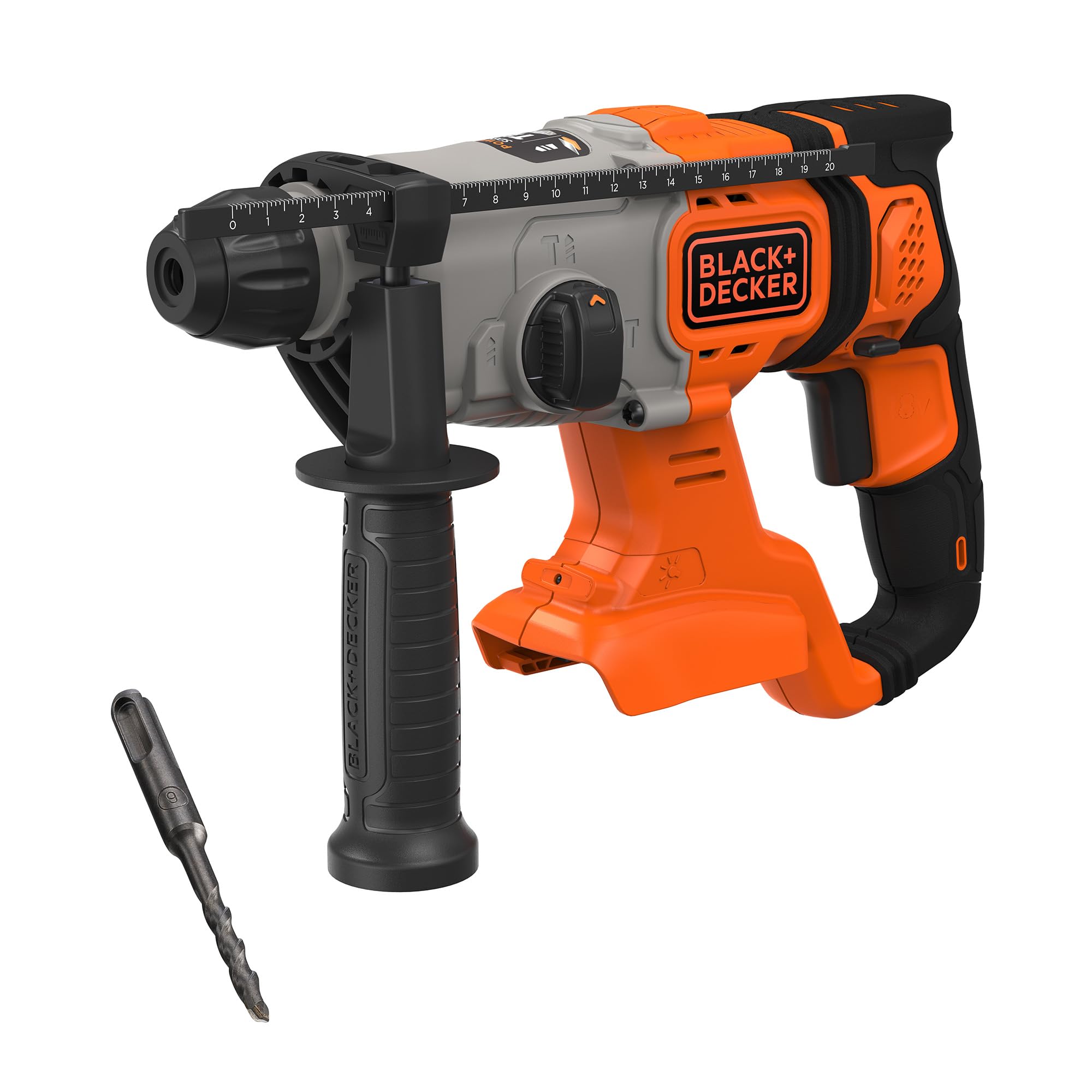 BLACK+DECKER Taladro percutor SDS-Plus a batería de 18V, energía de impacto de 1,2J, 3 modos, incluye broca para hormigón de 6mm y caja del kit, BCD900B-XJ