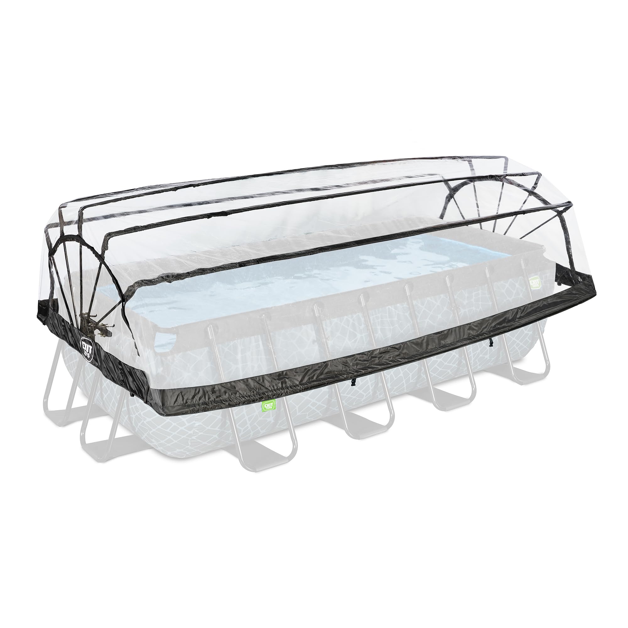 EXIT Toys Dôme Piscine Hors Sol Rectangulaire 400 x 200 cm Universel – pour Piscines Tubulaires 390–405 x 190–205 cm – Abri Pliable avec Set de Connexion – Transparent
