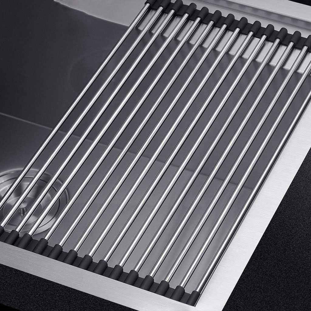 Dish Drying Rack Sink Dish Drying Rack,Stainless Steel Dish Rack Strainer Kitchen Draining Board Fruit,Multi-Purpose,Heat Resistant (Color:Black,Size:43×26Cm) (Black 40×26cm)