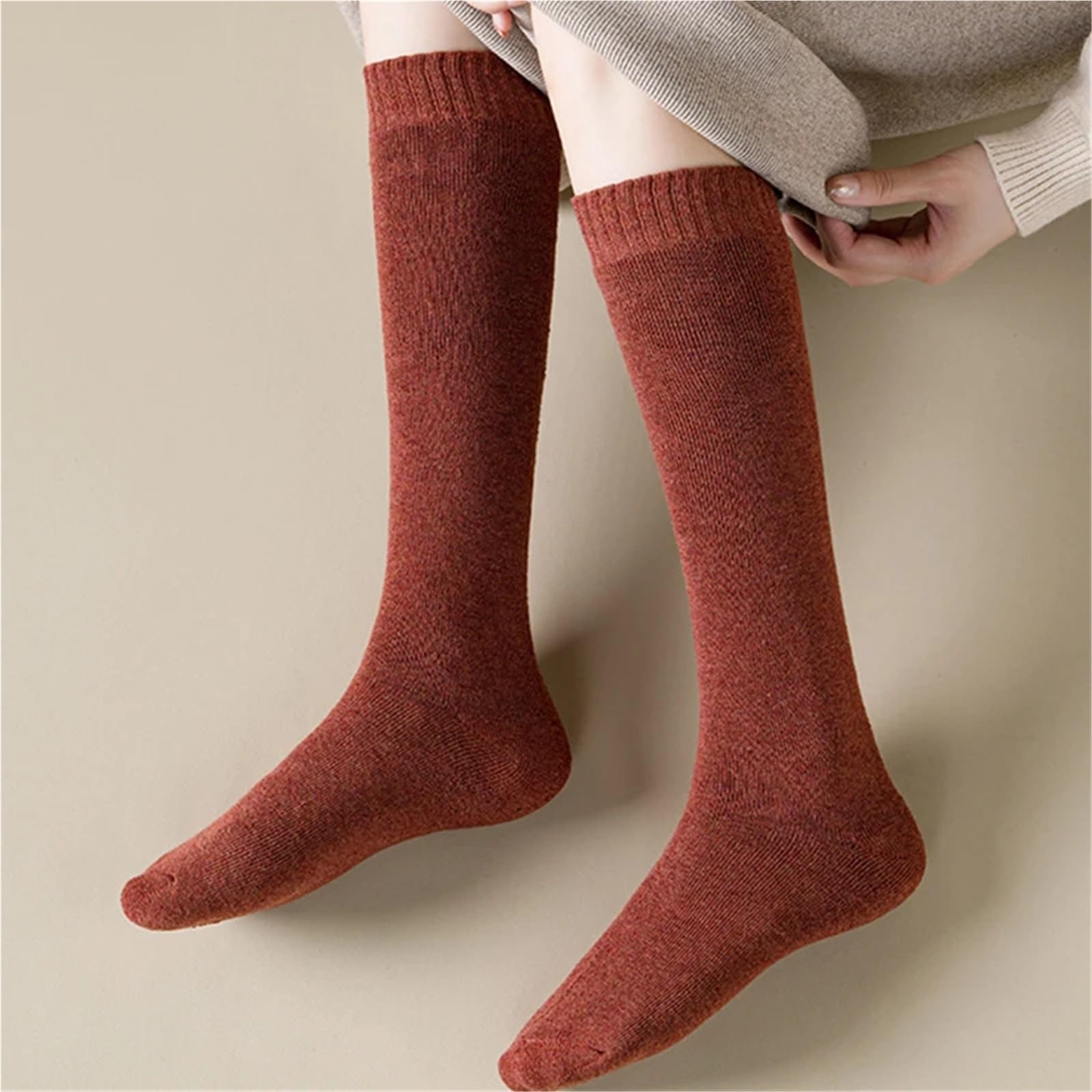 5 pares de calcetines cálidos invierno for mujer, transpirables y gruesos, hasta la rodilla, algodón, informales Para Niñas y Mujeres