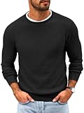 Mens Crewneck Sweater Casual Textured Knitted Thermal Pullover Sweaters