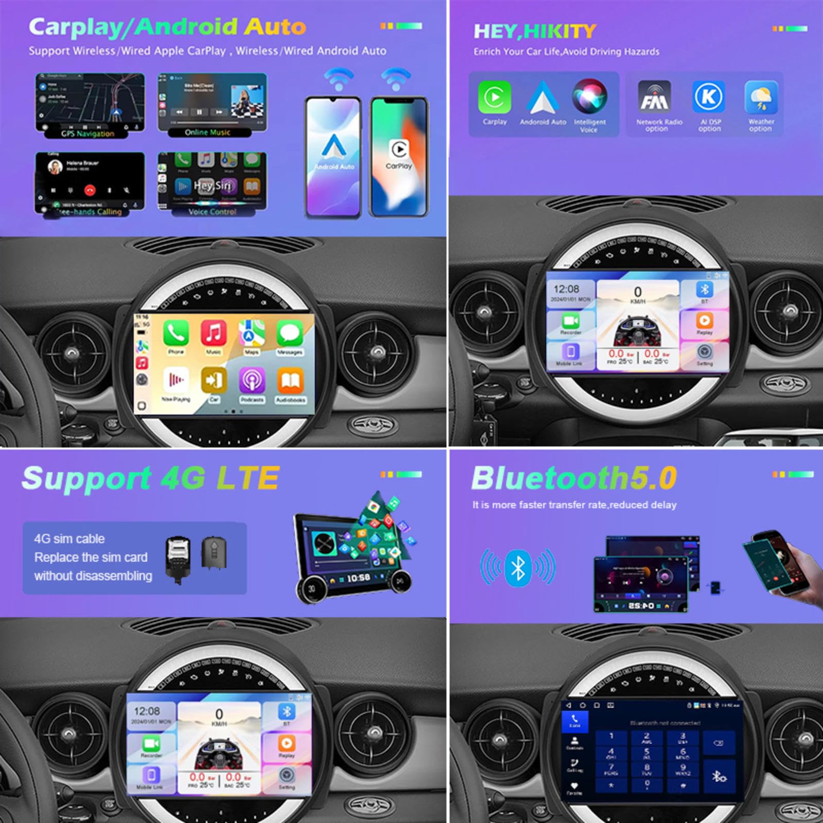 Android 15 Car Stereo 9" Samochód Dla BMW Mini 2007,M101