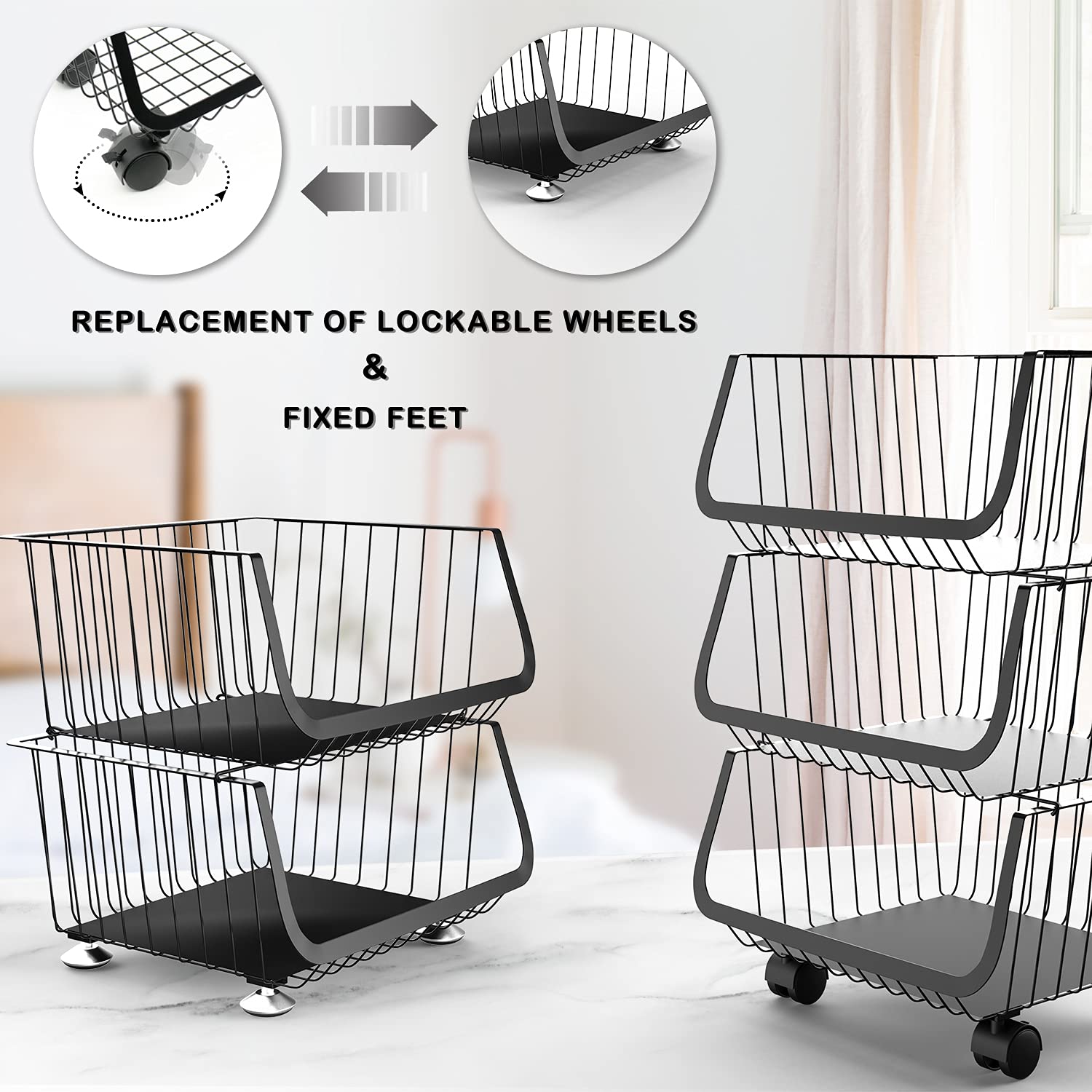 Buy Wire Storage Basket Metal Stackable Potato Onion Storage Bins Fruit