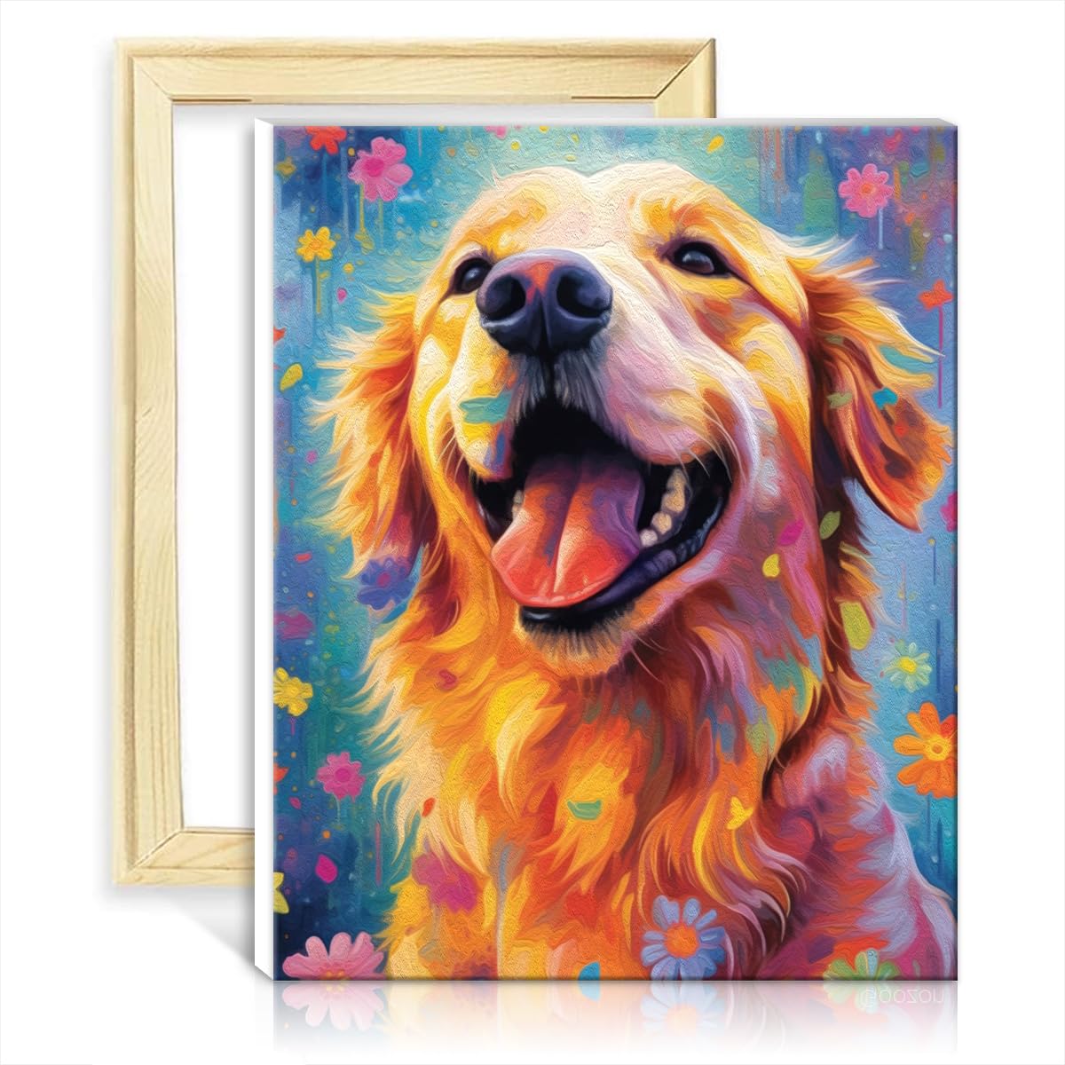TANGFEIY Oil Painting Golden Retriever Style Adults Paint Kits with Brushes and Acrylic Pigment Wall Art Oil Painting by Numbers Kits No Frame(30x40cm)