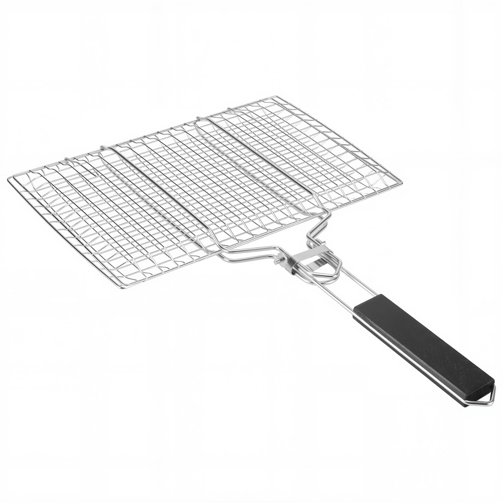 Lot de 2 paniers à barbecue pliables en acier inoxydable avec poignée amovible - 33,5 x 22 cm - Pour poissons, légumes