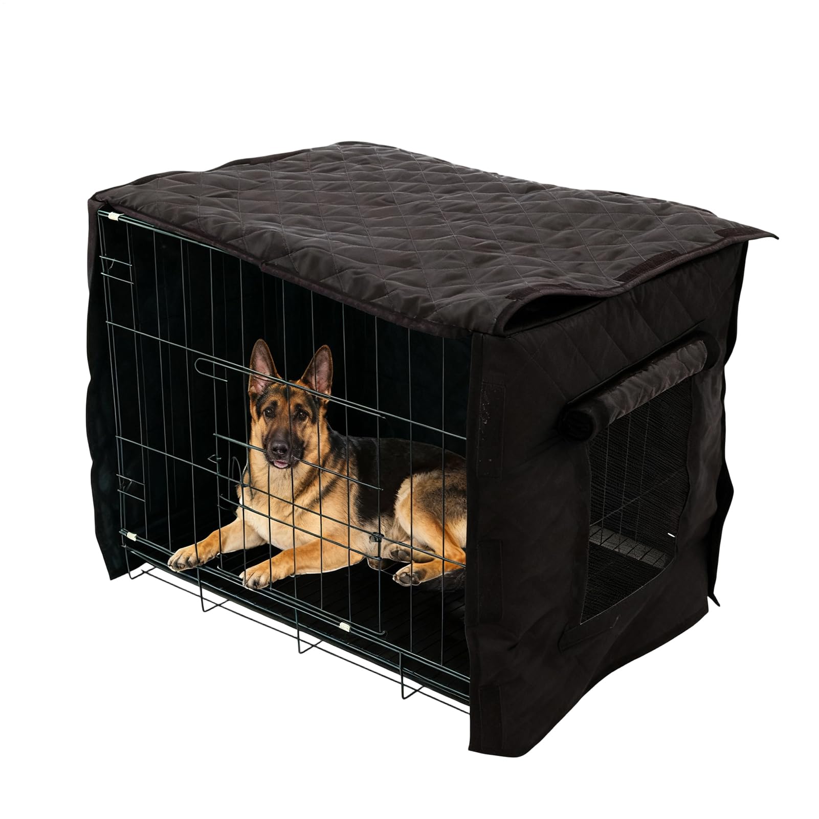 Quilted Dog Crate Cover | Insulated Windproof Breathable Water-Resistant Fabric For Indoor/Outdoor | For Pet Puppy Cat Bird Winter | Fits 48-Inch Crates