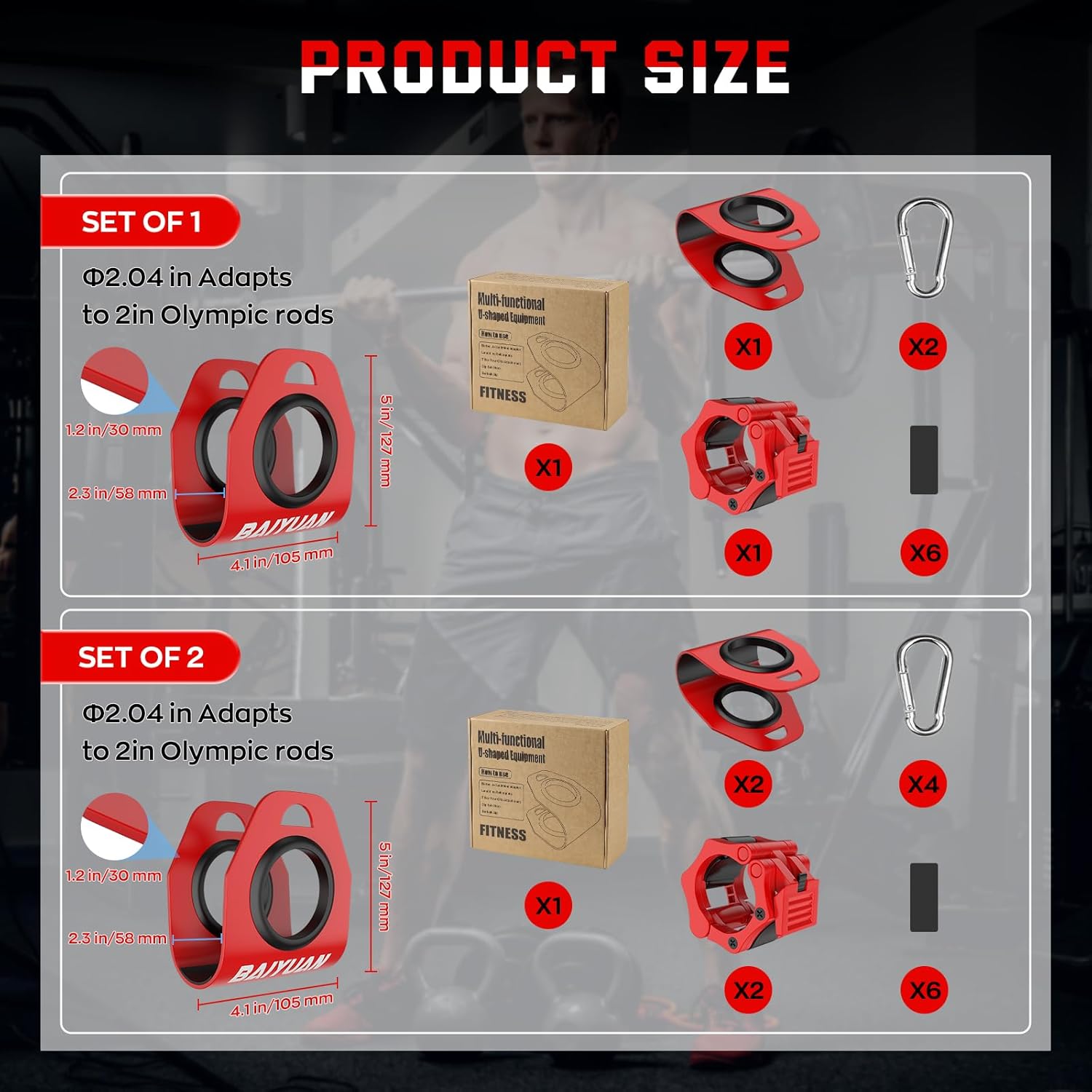 Home Gym Clips, Convert Dumbbells to Barbell, Turn Bars into Landmines, T-Bar Row with Any Grip, Hook Dumbbells on Dip Belts, Versatile Weightlifting Accessory for Olympic