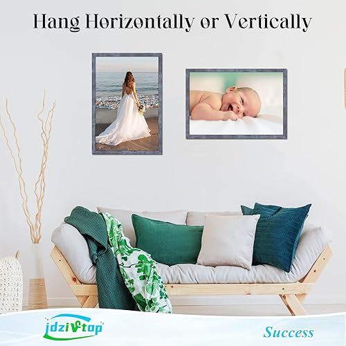 Miniatura 3 de Marco de póster de 18 x 24 pulgadas, color azul rústico, marco de fotos natural de 24 x 18 pulgadas, marco de fotos de lienzo azul marino de 18 x 24