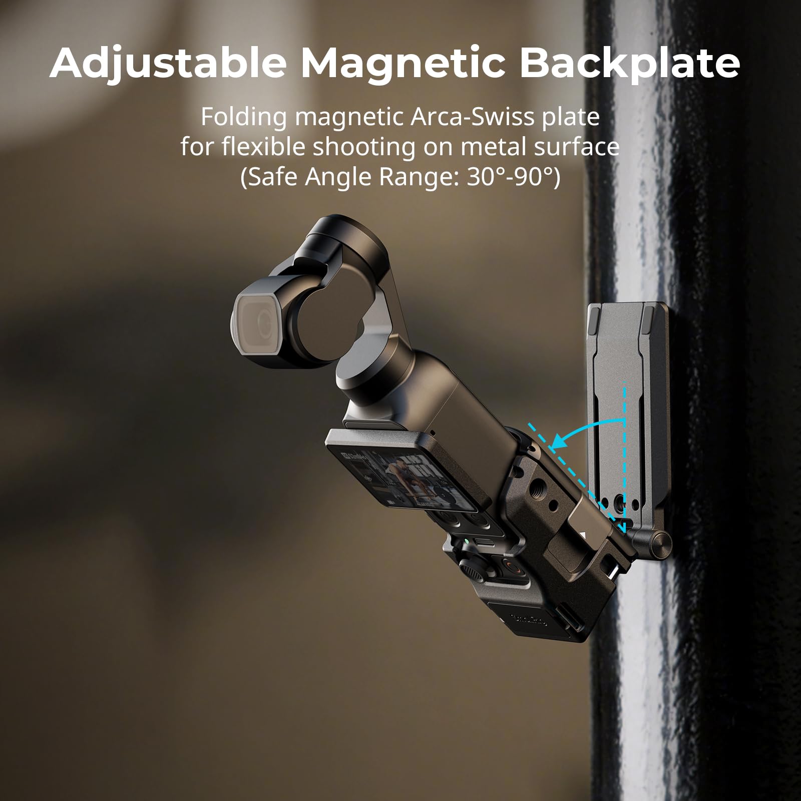 SMALLRIG Magnetischer Stativständer für DJI Osmo Pocket 4/3, 270° Verstellbarer Magnetadapter, 1/4"-20-Gewindebohrungen, Arca-Swiss, Tisch-Vertikalhalterung -6003