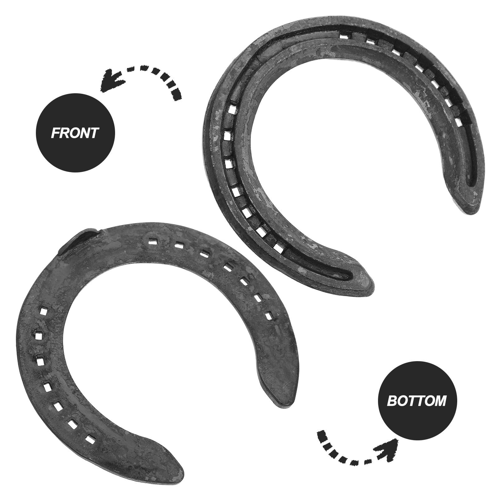 Healvian 4 Piezas Herradura de Hierro Negra para Casco de Caballo, Juego | Competencias y Decoración de Pared, Instalación Sencilla, Resistente al Desgaste Protección