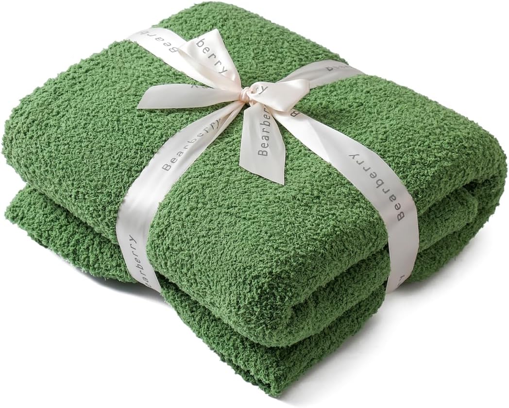 bearberry Super Soft Fluffy Throw Blanket Lightweight Cozy Warm Throw Blankets for Couch Bed Sofa All Season (Avocado Green, 50”x60”)