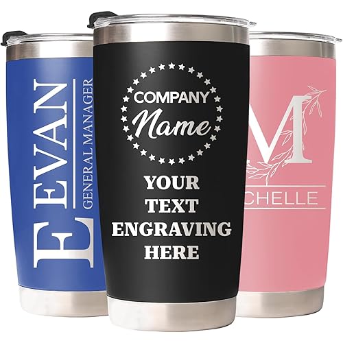 Personalized Tumblers with Names - Made in USA, Personalized Birthday Gifts for Women Men, 20 Oz Custom Stainless Steel Coffee Tumbler for Office Gifts, Customized Travel Cup Mug Wholesale