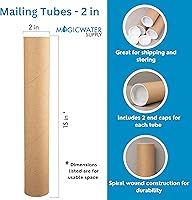 Vista 2 de MagicWater Supply Tubo de correo – 2 pulgadas x 15 pulgadas – Kraft – Paquete de 12 – para envío y almacenamiento de carteles, artes, manualidades