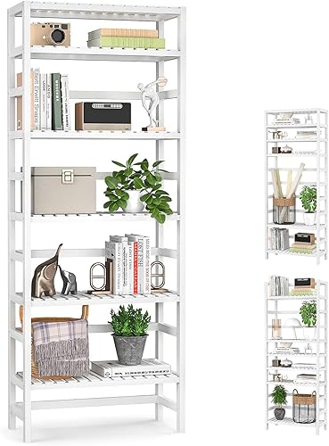 Miniatura 11 de Homykic Estantería de bambú de 5 niveles estrecha de 55.9 pulgadas, estante ajustable para libros, estantes de baño, soporte de almacenamiento