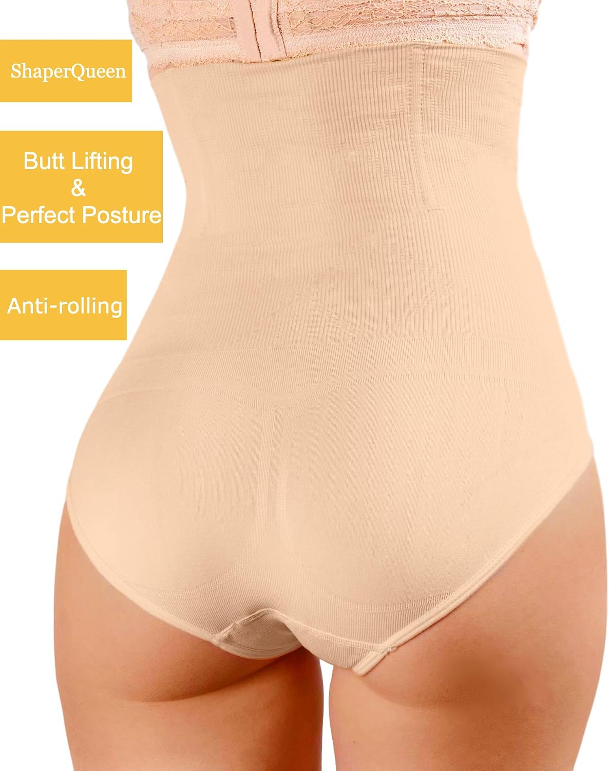 ShaperQueen102C Underwear Shaper- Womens Best High-Waisted Brief Waist-Cincher Girdle Body Shaper Tummy Control Shapewear