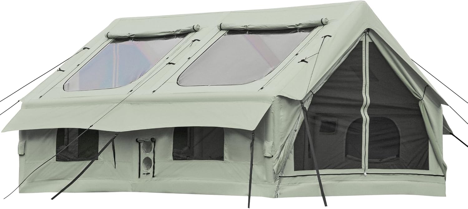 EROMMY 4/6/8/12 Person Inflatable Tent with Skylight, 4 Season Blow Up Tents with Hand Pump for Outdoor Camping & Hiking, Easy Set-up Windproof Sunproof Waterproof