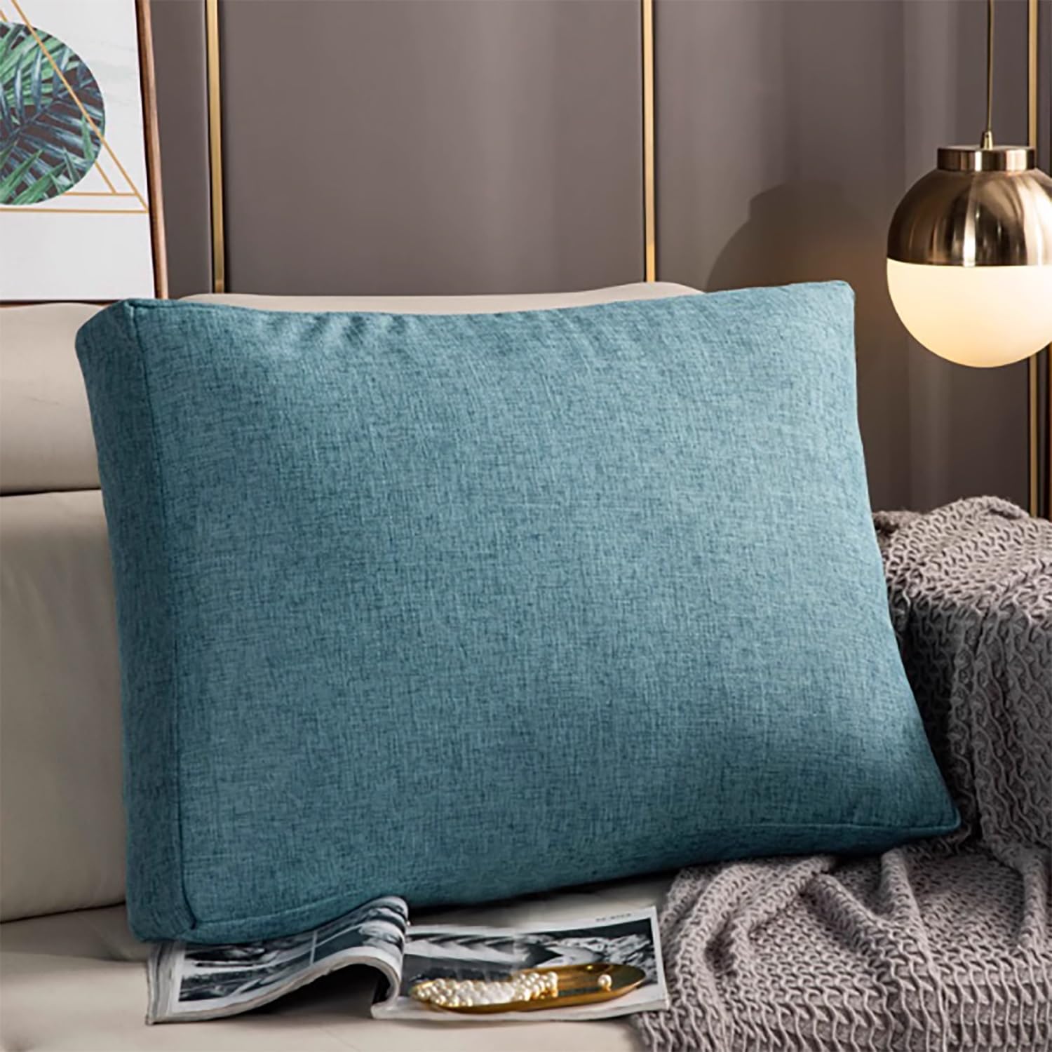 XANAYXWJ Cuscino da Lettura ergonomico 60x50 cm - Morbido Cuscino di Supporto Lombare per Letto e Divano Cuscino Decorativo per Schienale con Rivestimento Rimovibile per Comfort e Stile