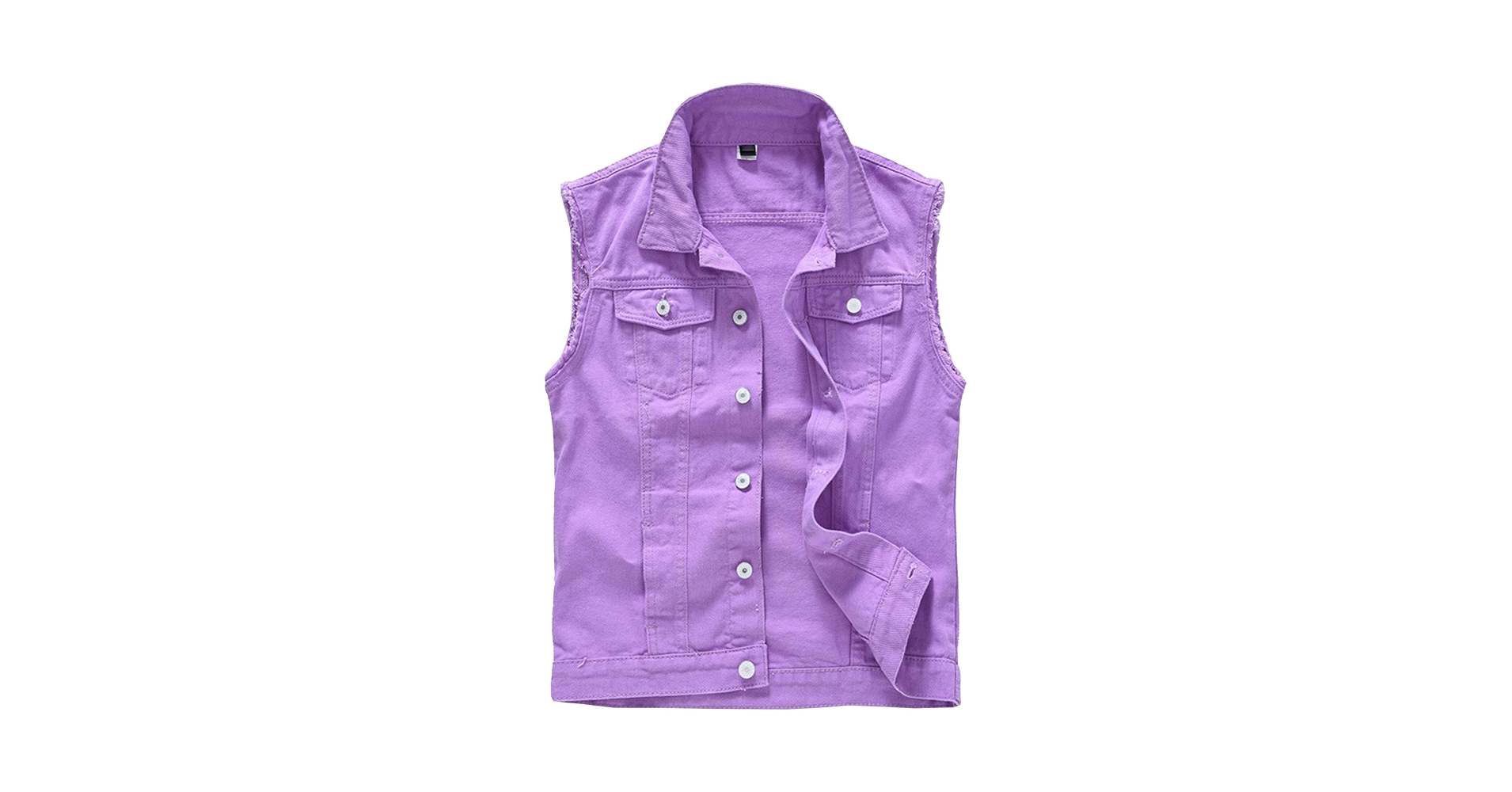 〓GOURMET JEANS〓 BACON BLOUSON /PURPLE SWJGLITTR Men Purple Sleeveless Jean Outerwear Lapel Button Denim