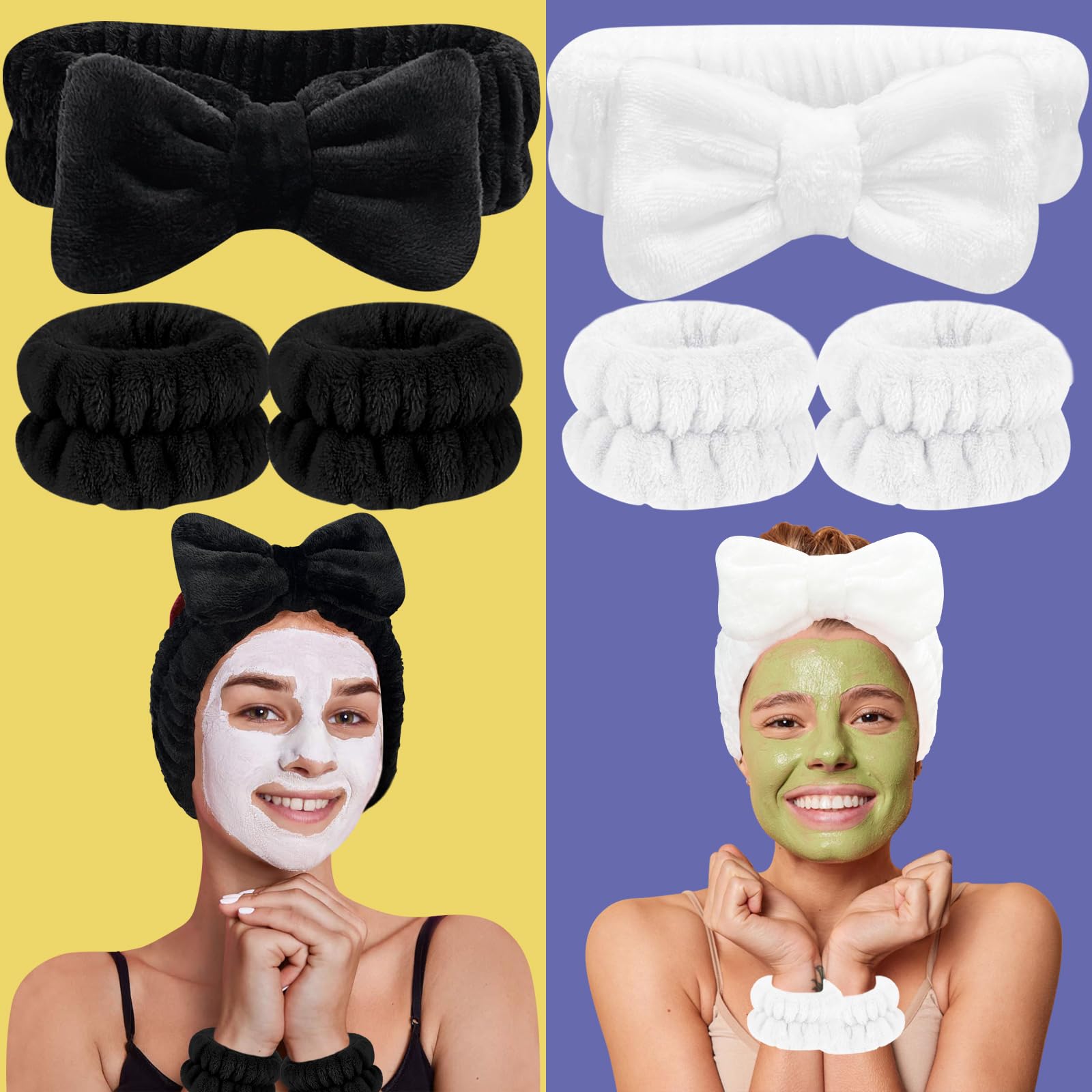 mjyphdm 6 Pack Face Wash Headband And Wristband Set,Wrist Towels, Spa Makeup Headband For Washing Face,Mother'S Day Gifts, Bridal Shower Favors, Birthday Presents, Or For Spa-Themed Parties