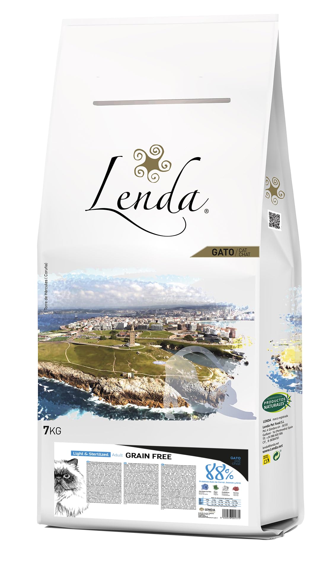 Lenda Gato Adult Light & Sterilized 7Kg - Pienso para Gatos Esterilizados o con Sobrepeso |Comida Light para Gatos Adultos | Pienso Gatos Bajo en Calorías, Natural y SIN Cereales