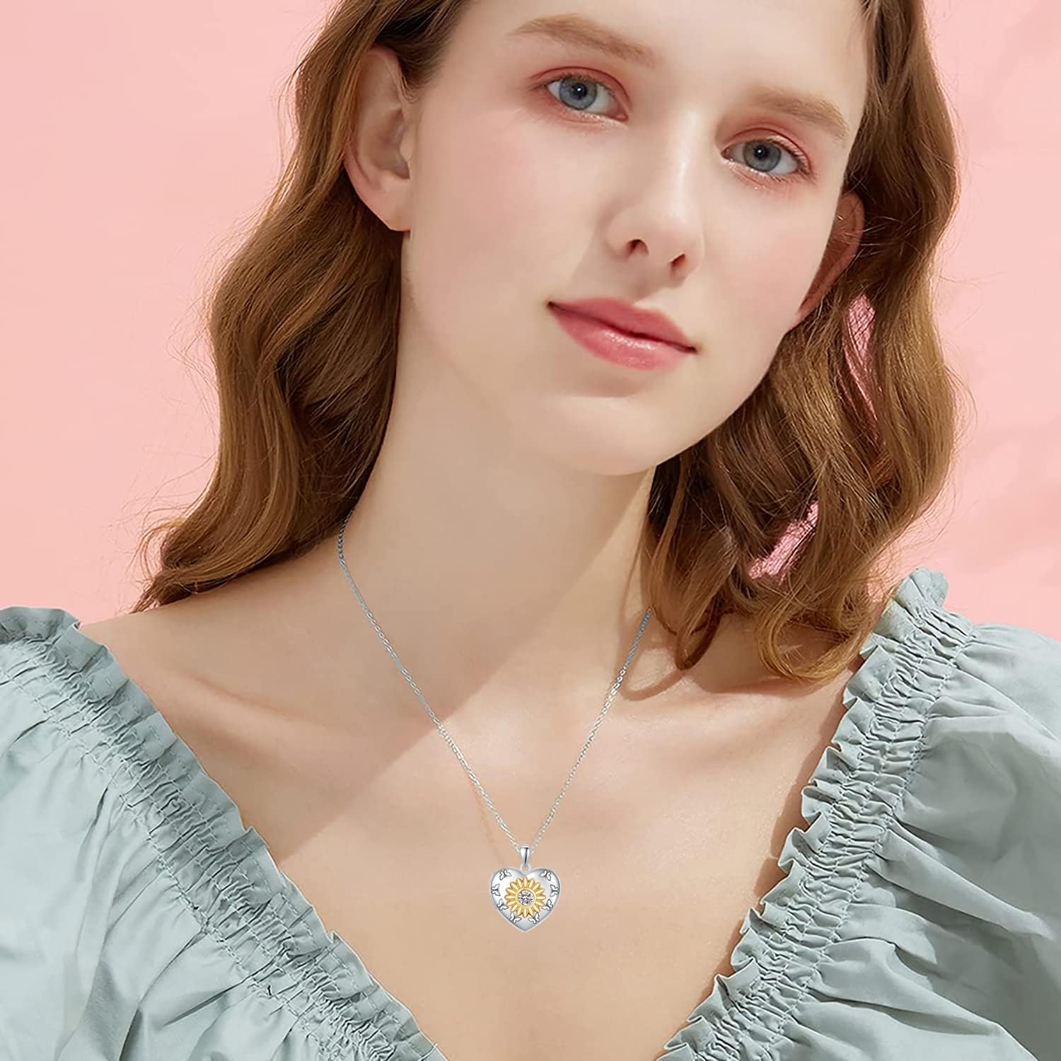 Dreamboat Sunflower Necklace for Women Gold Plated Flower Necklace Pendant Sterling Silver Summer Sunshine Sunflower Jewelry Gifts
