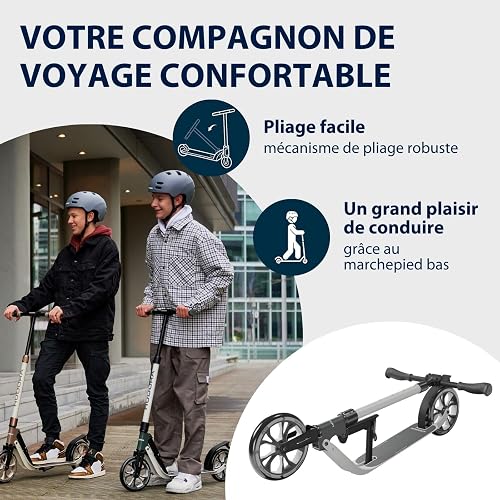 HUDORA Monopattino BigWheel® 205 Advanced - Monopattino comodo in alluminio sicuro per peso fino a 100kg - Altezza regolabile e struttura pieghevole - Monopattino bambini/ragazzi e adulti - 4